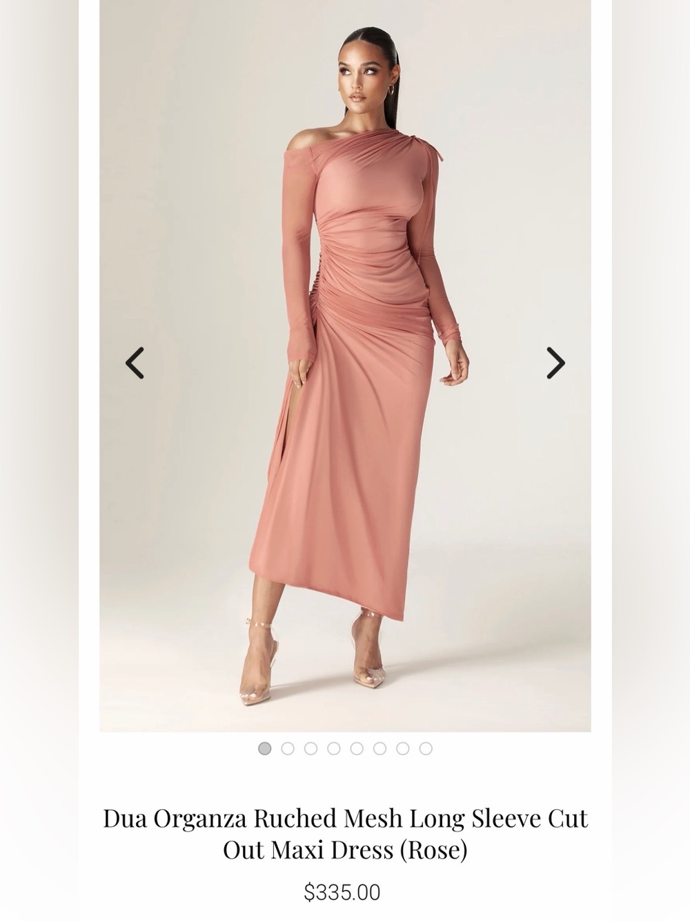 ALIEVE Organza Ruched Rose One-Shoulder Maxi Dress